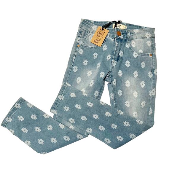 NWT Mini Molly Floral Denim Jeans Size 6-8 - Picture 1 of 11